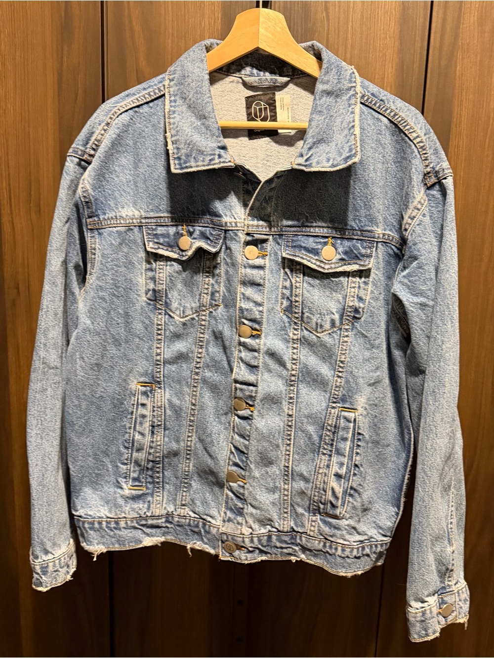 Original Use Oversized Denim Jean Trucker Jacket Distressed Fade Size Medium